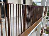 Balcony railing, steel bar railing with filling from aluminum sheet in the lower area
