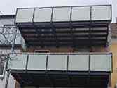 Balconies with steel construction and glass railing