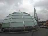 Dome made of toughened glass panels with foil installed on steel structure