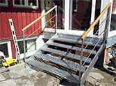 Steel stairs with steps form steel profiles.