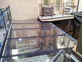 Glass roof with double glazing from safety glass mounted on steel structure