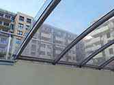 Supporting structure constructed from powder painted galvanized steel profiles of roof from polycarbonate panels