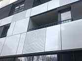 Facade panels made of full and perforated Alucobond