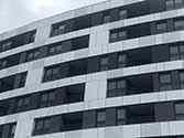 Alucobond facade panels and balcony railings made of steel profiles
