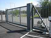 Cantilever sliding gate with bars infill from aluminum, powder painted.