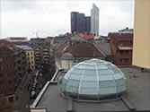 Dome made of safety glass panels installed on steel structure
