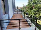 steel balustrade with filling from glass and horizontal bars