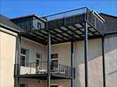 balcony with steel construction and steel railing
