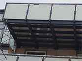 glass balustrade with posts and handrail from galvanized, powder painted steel profiles