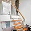 stainless steel handrail with wooden top