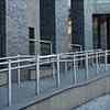 stainless steel balustrade with double handrail on wheelchair ramp