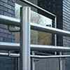 double handrail put on handrail supports mounted to posts