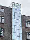 glass panels installed on steel frame