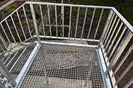 landings covered with steel grid