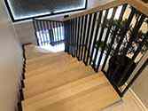 steel stairs with wooden steps