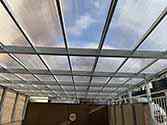 roof made of polycarbonate plates mounted on steel structure