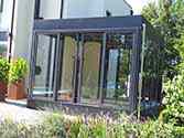 glass conservatory with double glazing and sliding door