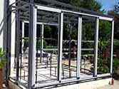 frame of double sliding door made of aluminum profiles