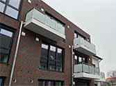 Stainless steel glass balustrade. Filling from laminated safety glass