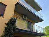 Stainless steel glass balustrade. Filling from laminated safety glass