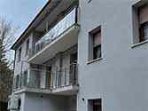 Stainless steel glass balustrade. Filling from laminated safety glass