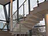 Stainless steel glass balustrade on stairs
